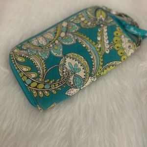 Stylish Blue & Green paisley print wallet/wristlet